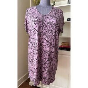 a-line Made in Hawaii Dress XL Purple Tropical T-Shirt Stretch Knit Comfort